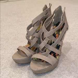 Charlotte Russe Beige Wedge Sandals